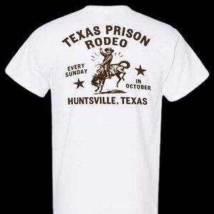 Texas Prison Rodeo Huntsville,Texas Short Sleeve Crew Neck T-Shirt WHITE